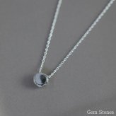 ストーン モチーフ シルバー ネックレス ペンダント 40cm レディース プチ シンプル 丸 つけっぱなし 普段使い 幸せ 幸福 お守り ジュエリー sv925 記念日 誕生日 petit