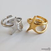 ステンレス ヒトデリング スターリング 海星 シンプル ゴールド 18K GP シルバー フリーサイズ レディース 女性 指輪 金属アレルギー対応