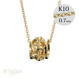 ゴールド ネックレス ハワイアンジュエリー ネックレス イエローゴールド バレル 樽 プルメリア 透かし模様 14K K14イエローゴールド K10 10Kあずきチェーン太0.7mm ギフトラッピング可能 彼女 妻 女性 レディース プレゼント ハロウィン 【品番：CG-GP105】