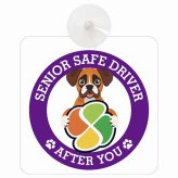 カーサイン 高齢者マーク SENIOR SAFE DRIVER ボクサー 車内用 吸盤タイプ 収れん火災防止タイプ 肉球 日本製 車 ステッカー