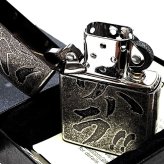 ZIPPO ライター パワハラ 銀古美 ジッポ アンティークシルバー ユーズド加工 おもしろい 文字 彫刻 ユニーク 日本語 かっこいい 渋い メンズ プレゼント ギフト