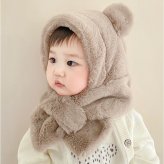 フェイクファー 通販 もこもこボア フードマフラー ネックウォーマー クマ耳フード あたたかい 新生児帽子 幼児用 出産祝いギフト 記念撮影 お出かけ 通園 寒さ対策 耳付き帽子 アニマル帽子 男の子 女の子