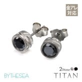 金属アレルギー ピアス ハワイアンジュエリー 純チタン 色選べるジルコニア・ラウンド キャッチ 20G(ゲージ) BY THE TIEA バイザシー ギフト ハロウィン 【品番：TIE103】