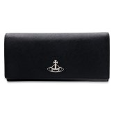 ヴィヴィアンウエストウッド 財布 長財布 メンズ レディース Vivienne Westwood 51120005 L001N LA N402 ブラック 黒 サフィアーノ 本革 小銭入れあり かぶせ フラップ オーブ ロゴ ギフト プレゼント