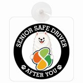 カーサイン 高齢者マーク SENIOR SAFE DRIVER サモエド 車内用 吸盤タイプ 収れん火災防止タイプ 肉球 日本製 車 ステッカー