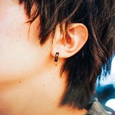 ライオンハート シングル フープピアス クリアキュービックジルコニア ブラック 黒 サージカルステンレス 金属アレルギー対応 片耳用 1点売り メンズ ブランド