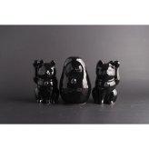 【縁起物×天然石】Jeramic開運招福セット / 招き猫×だるま / 黒 / 3体セット / ギフトボックス付き / 瀬戸焼 置物【送料無料（北海道・沖縄を除く）】