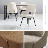 ダイニングチェア LC-4861 幅48cm 奥行き51cm 高さ78cm 座面高さ43cm 1脚 単品 デスクチェア 椅子 チェア 本革風 ヴィンテージ調 ファブリック 360°回転 省スペース ワイド インテリア カフェ レストラン 新生活
