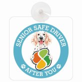 カーサイン 高齢者マーク SENIOR SAFE DRIVER イングリッシュセター 車内用 吸盤タイプ 収れん火災防止タイプ 肉球 日本製 車 ステッカー