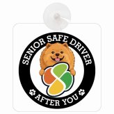 カーサイン 高齢者マーク SENIOR SAFE DRIVER チャウチャウ 車内用 吸盤タイプ 収れん火災防止タイプ 肉球 日本製 車 ステッカー