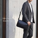 クロコダイルバッグ メンズ ショルダーバッグ ナイルクロコダイル センター取り マット加工 ブラック 通勤 旅行 本革 鰐革 肩掛け 斜め掛け メッセンジャーバッグ 4FA (06002021-mens-1r)