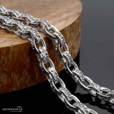 シルバー925 唐草模様 アラベスク ペーパーチェーン 幅4mm シルバー ネックレスチェーン 重厚 フックタイプ シルバーネックレス メンズ 男性 金属アレルギー対応