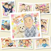 喜寿の記念に、似顔絵を見るたびその日の気持ちがよみがえります。下書き確認ができるので、安心して贈れます。 似顔絵 喜寿祝い ギフト 手描き 贈り物 プレゼント 名入れ 喜寿 長寿 古希 記念 祖父母 おじいちゃん おばあちゃん 下書き確認 修正無料 名入れ 宝物 似てる 親孝行 一生もの 一生もの 77歳 喜寿 長寿祝い 贈答品 オーダーメイド 応援 古希祝い 家族 お祝いの品 オリジナル 大人数