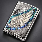 ZIPPO ライター 天使の羽 ウイング ジッポ グリーン マーブル シルバー 翼 アラベスク 彫刻 おしゃれ かっこいい 緑 御守り メンズ レディース ギフト プレゼント