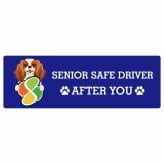 カーサイン 高齢者マーク SENIOR SAFE DRIVER キャバリアキングチャールズスパニエル ステッカー シール 長方形 20x6.7cm 肉球 日本製 車