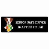 カーサイン 高齢者マーク SENIOR SAFE DRIVER ジャックラッセルテリア ステッカー シール 長方形 15x5cm 肉球 日本製 車