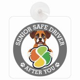 カーサイン 高齢者マーク SENIOR SAFE DRIVER ボクサー 車内用 吸盤タイプ 収れん火災防止タイプ 肉球 日本製 車 ステッカー