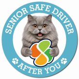 カーサイン 高齢者マーク SENIOR SAFE DRIVER ブリティッシュロングヘア マグネット 強力 直径13cm 肉球 日本製 車 ステッカー