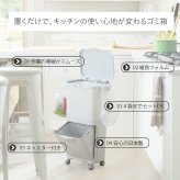 ゴミ箱 45L 縦型分類ワゴンペール45S RSD-98 東谷 日本製 上段30L 下段15L 4分別 分別ゴミ箱 2段 縦型 スリム 省スペース ふた付き キャスター付き フック付き 袋掛け 分別ダストボックス ワゴンペール キッチン カウンター横 移動可能 完成品 ホワイト 白 新生活 引っ越し