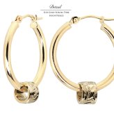 ハワイアンジュエリー フープピアス ピアス イエローゴールド ピアス 外径20mm クロッシングピアス スクロールチューブ 大ぶり ゴールド 揺れる 片耳(1個)購入可 K14 14KPM2053 彼女 妻 女性 レディース プレゼント ハロウィン 【品番：GE233】
