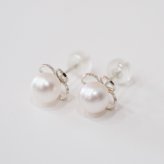 ［pearl620］6mm - 6.5mm ホワイトピンク クローバー ピアス あこや真珠
