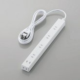 エレコム T-NSLK-2620WH ほこり防止シャッター付きスリムタップ(雷ガード内蔵) 2m ホワイト