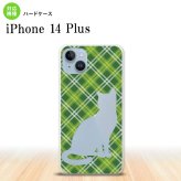 iPhone14 plsu iPhone14 plsu スマホケース 背面ケース ハードケース 猫 チェック A 緑 2022年 10月発売 nk-i14pl-957