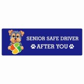 カーサイン 高齢者マーク SENIOR SAFE DRIVER ヨークシャーテリア ステッカー シール 長方形 15x5cm 肉球 日本製 車