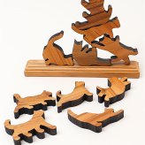 キャットスタックタワー 10pcs set 通販 バランス 積み木 オブジェ バランスゲーム 北欧モダン 木製つみき ネコグッズ インテリア雑貨 猫グッズ ねこ 天然木無垢 玄関 飾り おしゃれ 雑貨 猫シルエット 誕生祝い 置き物 モノトーン 置物
