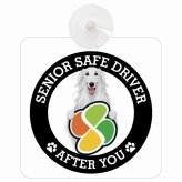 カーサイン 高齢者マーク SENIOR SAFE DRIVER ボルゾイ 車内用 吸盤タイプ 収れん火災防止タイプ 肉球 日本製 車 ステッカー
