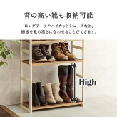 収納家具 ラック シューズ MSS-6717 棚9段/ハイタイプ 幅65×奥行28×高さ164cm オープン 可動棚 高さ調整 フック2個付 天然木 サンダル ブーツ 靴 選べる11パターン パイン材 シンプ
