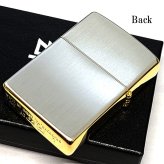 ZIPPO ライター トライバル アラベスク おしゃれ ジッポ シルバーサテン サイドゴールド 唐草 彫刻 かっこいい シンプル レディース メンズ プレゼント ギフト