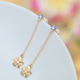 ハワイアンジュエリー ピアス プルメリア 9月の誕生石 サファイア カラーストーン 誕生石ピアス 片耳(1個)購入可 K14イエロー ピンク ホワイト 選べる シリコンキャッチ BY THE SEA 20G ゲージ バイザシー プレゼント ハロウィン 【品番：GE402-9】