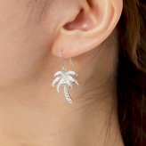 ハワイアンジュエリー ピアス ヤシの木 シルバー925 ロジウムコーティング フックピアス 揺れる ジルコニア 金属アレルギー 樹脂 フック イヤリング パーツ 交換可能 18G ゲージ aumakua ハロウィン 【品番：461-12-01】