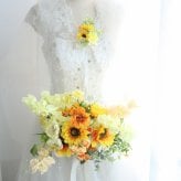ひまわりのクラッチブーケ ウェディングブーケ 結婚式 前撮り アーティフィシャルフラワー 造花 インテリア 431