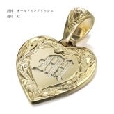 ゴールド ネックレス ハワイアンジュエリー ネックレス イニシャル ゴールド ペアネックレス 刻印 無料 誕生石入れ可 ハート型 14K K14ゴールド K10カットあずきチェーン太0.9mm 2本セット カップル 夫婦 プレゼント ハロウィン 【品番：CG-GP110P-228SDC4】