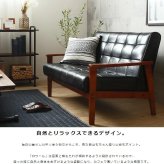 ソファ 座椅子 ー 2人掛け おしゃれ 合皮 レザー 二人掛け 肘付き 木肘 ヴィンテージ 北欧 ブラック 黒 レトロ モダン コンパクト 一人暮らし 応接室 iw-72-2p