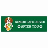 カーサイン 高齢者マーク SENIOR SAFE DRIVER コーイケルホーンディエ ステッカー シール 長方形 20x6.7cm 肉球 日本製 車
