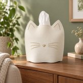 ティッシュケース 猫 ハーフサイズ ねこ ティッシュカバー おしゃれ かわいい ネコ 猫型 合皮 コンパクト 省スペース 卓上 ティッシュボックス 刺繍 ドレッサー 洗面台 リビング インテリア 韓国風 大人可愛い プレゼント ティッシュカバー 猫