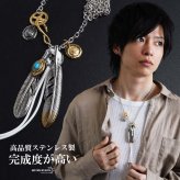 ステンレス フェザーネックレス インディアンジュエリー ペンダントネックレス メンズネックレス 18KGP 太角 あずきチェーン 太陽メタル 細身 羽根 イーグル 精巧 立体的 かっこいい 男性 金属アレルギー対応