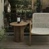 ADAN アダン チーク コーヒーテーブル ガーデンテーブル サイドテーブル 屋外 丸型 円形 直径50cm 高さ48cm チーク材 木製 アウトドアテーブル 円柱脚 ウッドデッキ テラス 庭 バルコニー 北欧 リゾート おしゃれ アウトドアリビング ガーデンファニチャー