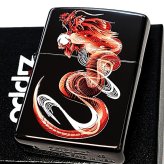ZIPPO ライター 赤龍 ドラゴン ジッポ 和柄 かっこいい ブラックニッケル レッド おしゃれ 和風 竜 黒 赤 お守り メンズ ギフト プレゼント