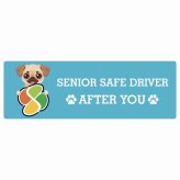 カーサイン 高齢者マーク SENIOR SAFE DRIVER チワパグ ステッカー シール 長方形 20x6.7cm 肉球 日本製 車
