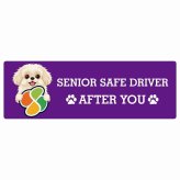カーサイン 高齢者マーク SENIOR SAFE DRIVER ペキプー ステッカー シール 長方形 15x5cm 肉球 日本製 車