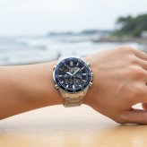 カシオ エディフィス 腕時計 メンズ ブルー シルバー アナデジ CASIO EDIFICE 海外モデル 10年電池 100m防水 ワールドタイム ストップウォッチ スーパーイルミネーター モータースポーツ プレゼント ギフト 成人 卒業 入学