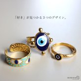 ステンレス イーブルアイリング 3タイプ 18KGP ゴールド gold 邪視 エスニック オープンリング フリーサイズ レディース 女性 指輪 金属アレルギー対応
