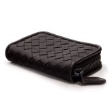 ボッテガヴェネタ 小銭入れ コインケース メンズ BOTTEGA VENETA イントレチャート ナッパレザー 本革 ラウンドファスナー 仕切り付き フォンダン ダークブラウン 保存箱付き 114075 V3UN1 2114