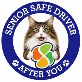 カーサイン 高齢者マーク SENIOR SAFE DRIVER ノルウェージャンフォレストキャット ステッカー シール 直径13cm 肉球 日本製 車