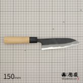 徳蔵　三徳黒打ち包丁　150mm 両刃 白鋼 桜 日本製 徳蔵刃物 【TOKUZO KNIVES】 JAPAN Kitchen Knives 包丁 切れ味 家庭用 万能 両刃 黒打ち プレゼント ギフト 贈り物 一生モノ