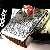 ZIPPO ライター ニューヨーク ジッポ 重厚立体メタル スクーター レッド 両面加工 おしゃれ シルバー レディース ギフト FOOD LOVER CLUB アメリカ NEW YORK かわいい 彫刻 メンズ 銀 プレゼント